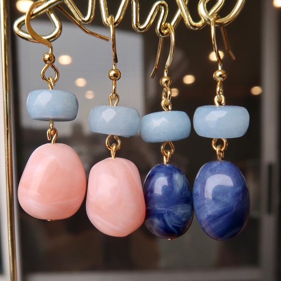 Handmade Marble Stone Drop Earring - Picture 2 of 8